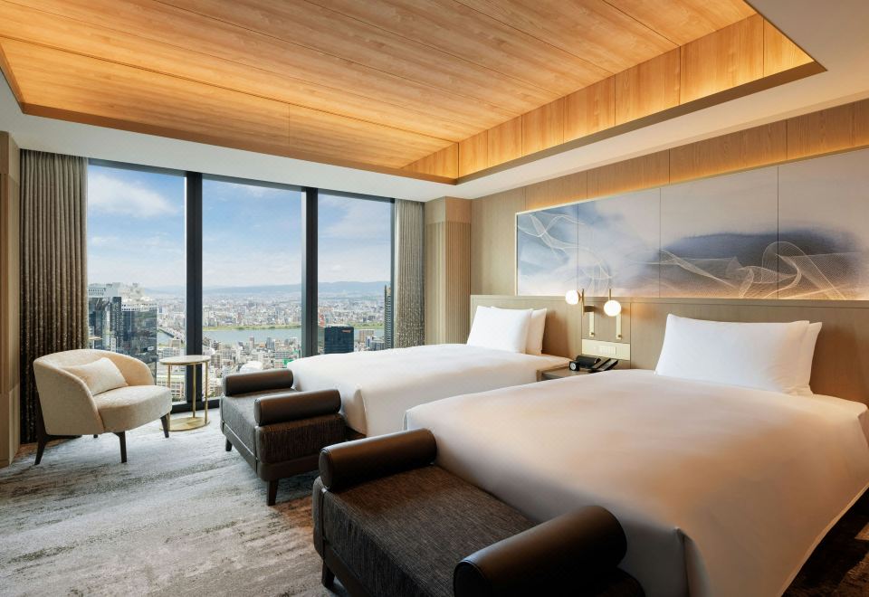 THE OSAKA STATION HOTEL twin room with panoramic Osaka view