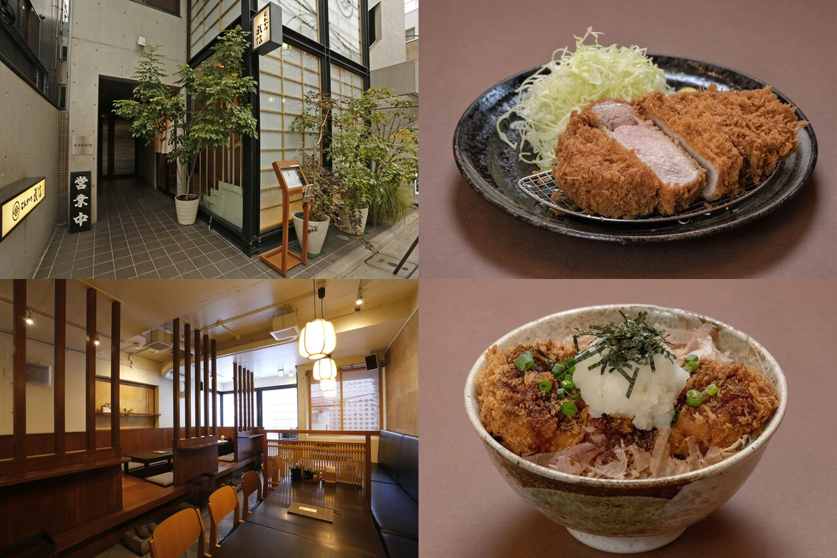 武信代代木上原店面、炸豬排、座位及醬油豬排丼