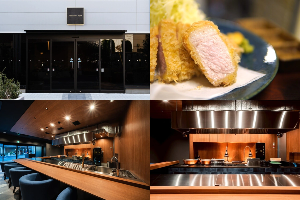TONKATSU KEITA店面、炸豬排切面、吧檯與開放式廚房