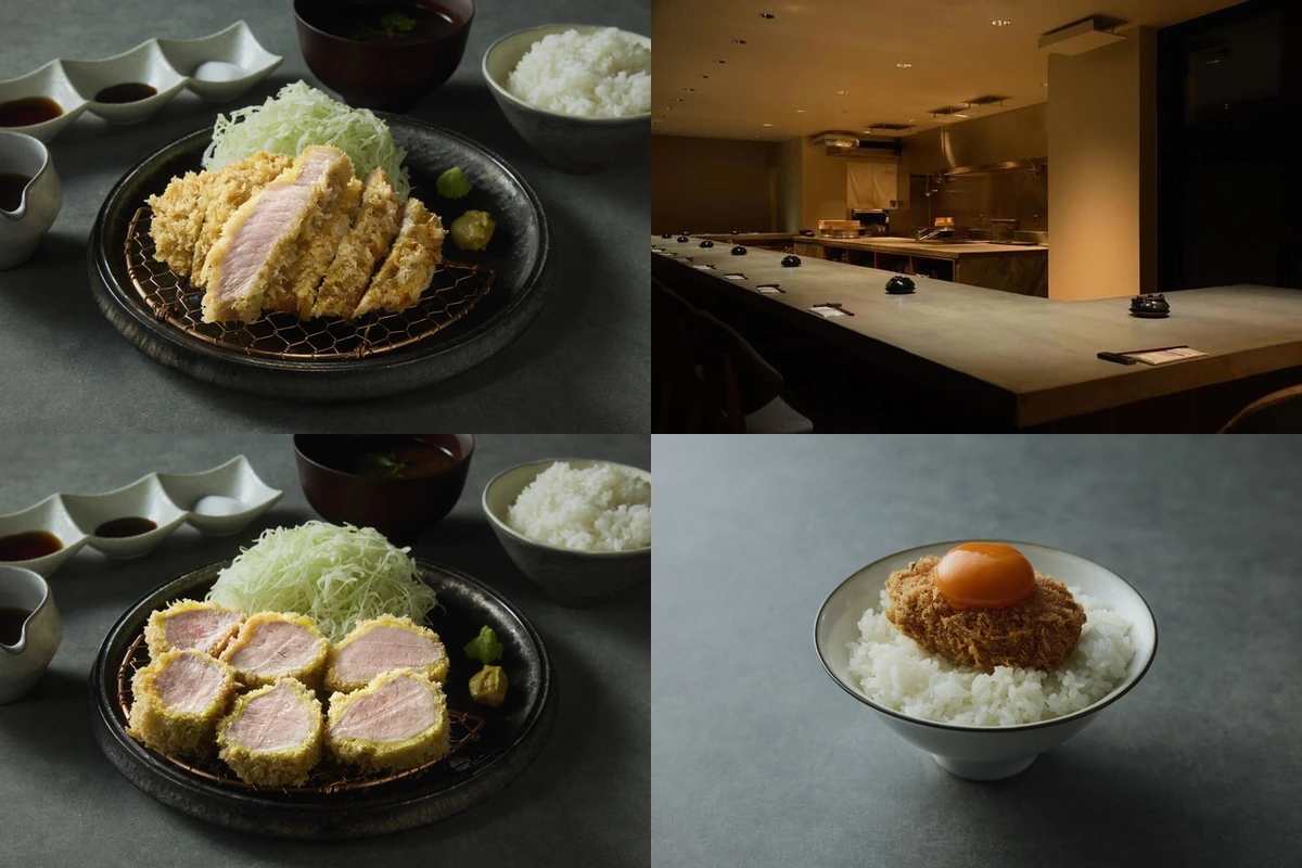 東京とんかつがぶう上野御徒町店的炸豬排定食、吧檯座位及飯碗